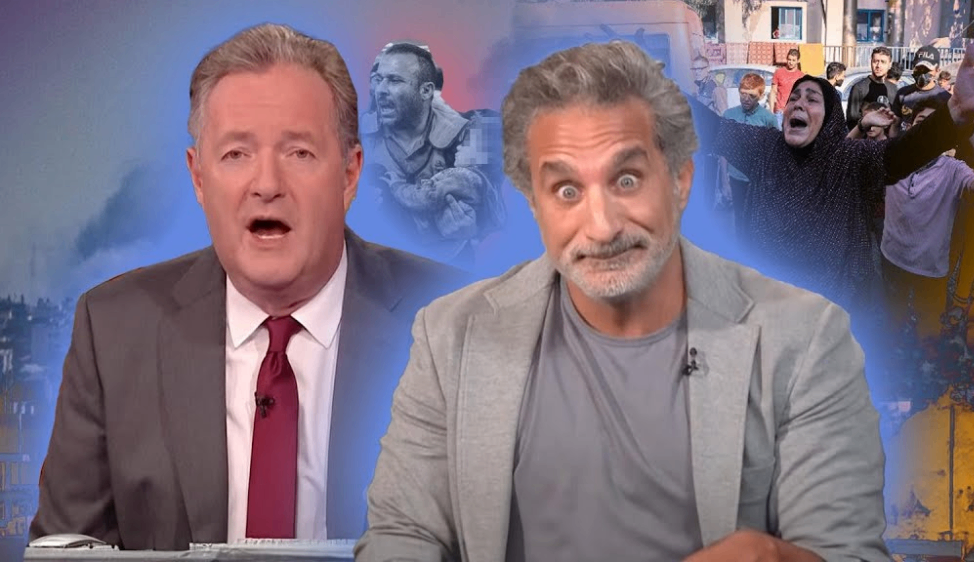 بيرس مورغان مع باسم يوسف: الحرب بين حماس وإسرائيل وتحليلات مثيرة للجدل