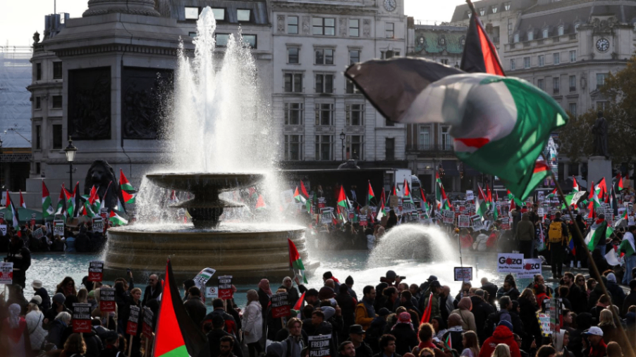 برگزاری تظاهرات حامیان فلسطین در روز آرمیستیس