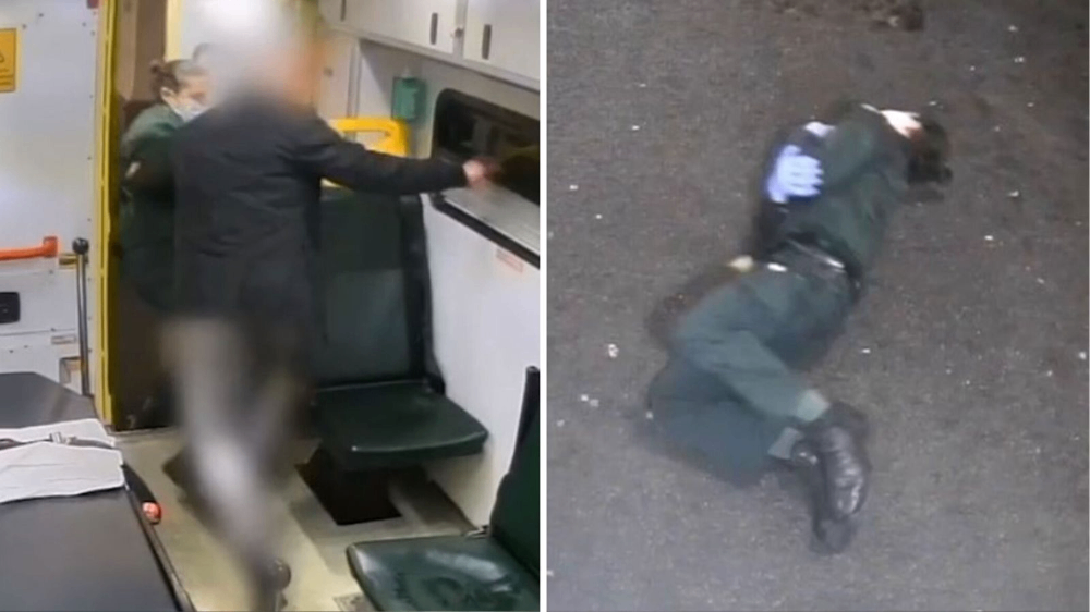 یک بیمار خشن درون آمبولانس ادرار کرد