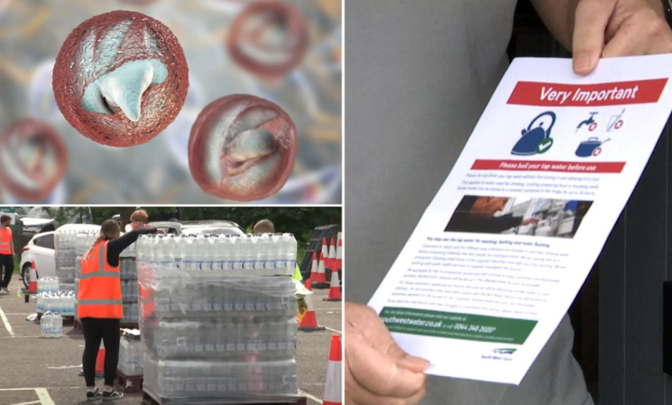 تمیز کردن مخزن آب مبتلا به انگل در Brixham؛ هنوز نامعلوم است که چه زمانی تامین آبی پاک در Devon امکان پذیر خواهد بود